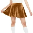 thumbnail image 1 of CYRBOKO Girls Short Skirts, Holiday Elastic Waist Vacation Velvet Pleated Skirts Khaki Size 9-10 T, 1 of 9