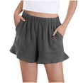 thumbnail image 1 of CYRBOKO Girls Shorts, Summer Elastic Waist Loose Fit Comfy Bottoms with Pockets Gray Size 11-12 T, 1 of 7