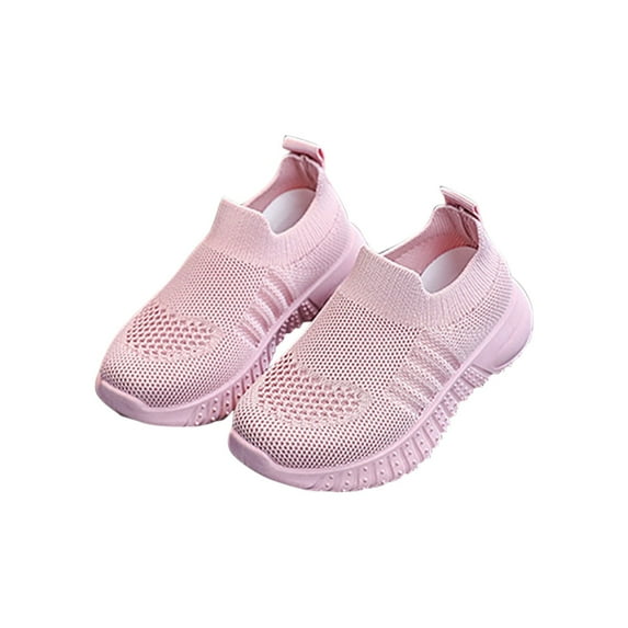 CYRBOKO Girls Sneakers 2025, Slip On No-Tie Slip On Breathable Jogger Shoes Pink Size 9-10 T