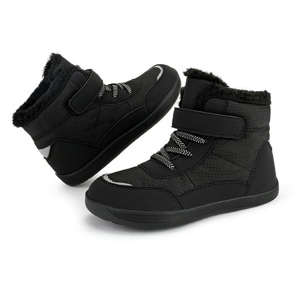CYRBOKO Girls Snow Boots, Athletic Fleece Casual Thermal Skiing Shoes Black Size 13 (Little Kids)