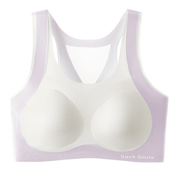 CYRBOKO Girls Sports Bra Top, Breathable Thin Comfortable Soft Padded Seamless Bras Purple Size 8-10 T