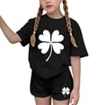 thumbnail image 1 of CYRBOKO Girls St.Patrick's Day Outfit Sets, Elastic Waist Holiday Short Sleeve Summer Two-piece Sets Black Size 4-15 T, 1 of 6