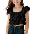 thumbnail image 1 of CYRBOKO Girls Summer Tops with Ruffle, Gift Comfy Casual Flutter&nbsp;Sleeve Tank Tops for Kids Black Size 8 T, 1 of 3