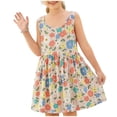 thumbnail image 1 of CYRBOKO Girls Sundresses, Sleeveless Printed A-line Casual Summer Dresses Pink Size 11-12 T, 1 of 5