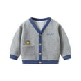 thumbnail image 1 of CYRBOKO Girls Sweaters, Stretch Long Sleeve Cotton Fall Knitted Cardigans Gray Size 8-9 T, 1 of 7
