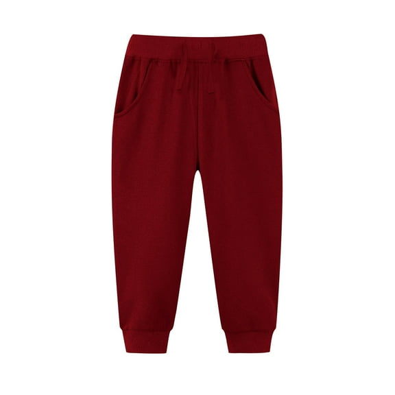 CYRBOKO Girls Sweatpants, Loose Comfy Elastic Waist Casual Running Joggers Red Size 6 T