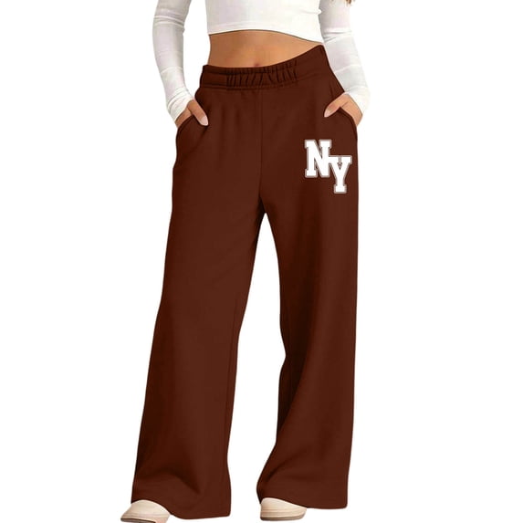 CYRBOKO Girls Sweatpants with Pockets, Relaxed Fit Soft Elastic Waist Casual Wide Leg Pants Coffee Size 11-12 T