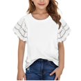 thumbnail image 1 of CYRBOKO Girls T Shirts, Breathable Cut-out sleeves Casual Comfy Summer Tops White Size 5-6 T, 1 of 8