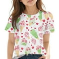 thumbnail image 1 of CYRBOKO Girls T Shirts, Casual Crewneck Printed Summer Short Sleeve Tops Mint Green Size 7-8T, 1 of 7