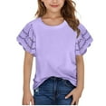 thumbnail image 1 of CYRBOKO Girls T Shirts, Comfy Cut-out sleeves Casual Breathable Summer Tops Purple Size 7-8 T, 1 of 8