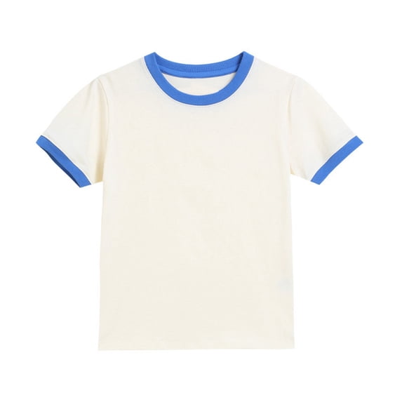 CYRBOKO Girls T-shirts, Cotton Casual Short Sleeve Comfy Basic Tops Blue Size 9-10 T