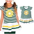 thumbnail image 1 of CYRBOKO Girls T-shirts with Flutter&nbsp;Sleeve, Casual Crew Neck Striped Short Sleeve Summer Tank Tops Green Size 3-4 T, 1 of 6