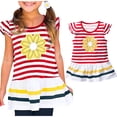 thumbnail image 1 of CYRBOKO Girls T-shirts with Flutter&nbsp;Sleeve, Casual Striped Crew Neck Short Sleeve Summer Tank Tops Red Size 9-10 T, 1 of 6