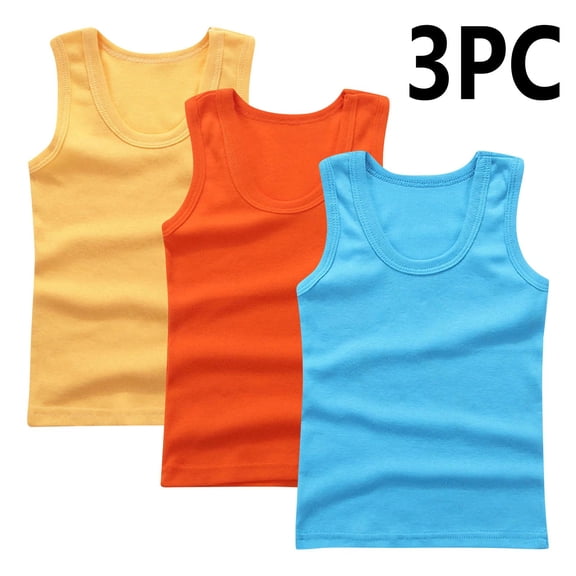 CYRBOKO Girls Tank Tops 2025, 3 Pack Crewneck Lightweight Cotton Sleeveless Undershirts Yellow Size 7-8 T