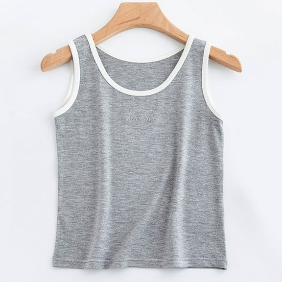 CYRBOKO Girls Tank Tops, Casual Athletic Cotton Summer Sleeveless Undershirts Gray Size 9-10 T