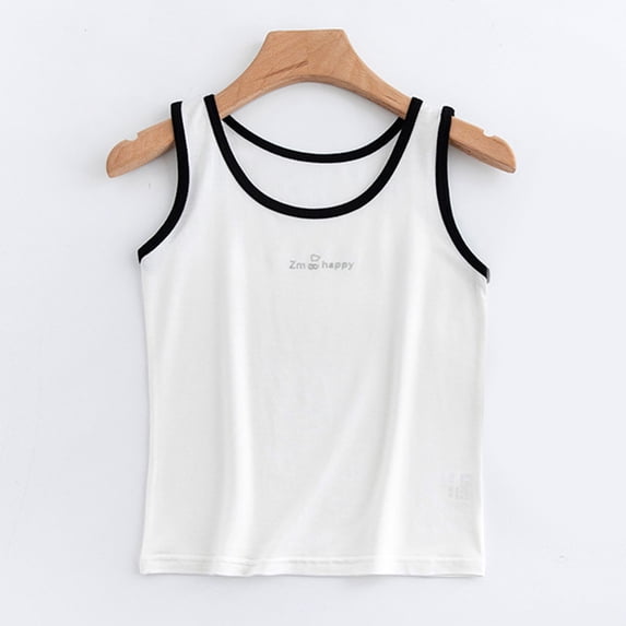 CYRBOKO Girls Tank Tops, Cotton Athletic Casual Summer Sleeveless Undershirts White Size 11-12 T