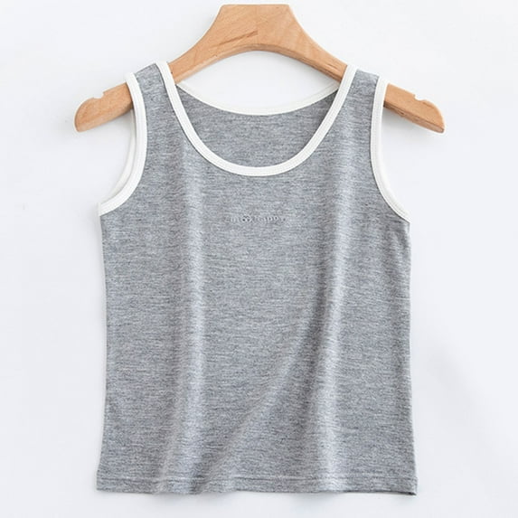CYRBOKO Girls Tank Tops, Cotton Casual Summer Athletic Sleeveless Undershirts Gray Size 6 T