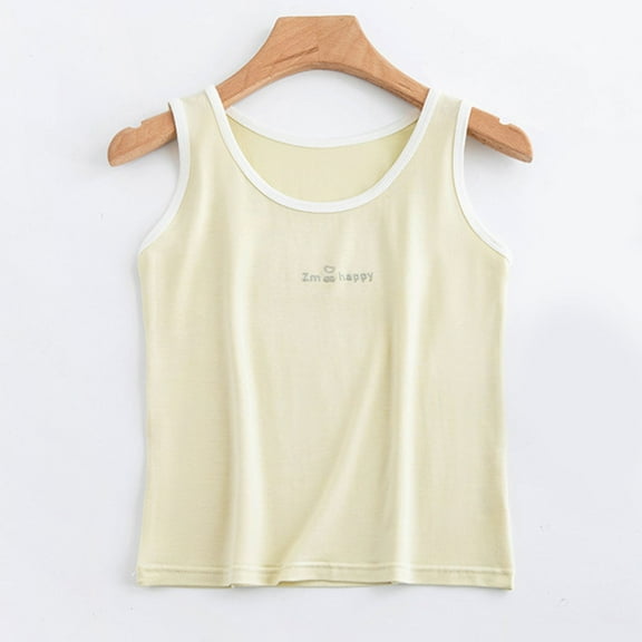 CYRBOKO Girls Tank Tops, Cotton Summer Casual Athletic Sleeveless Undershirts Yellow Size 9-10 T