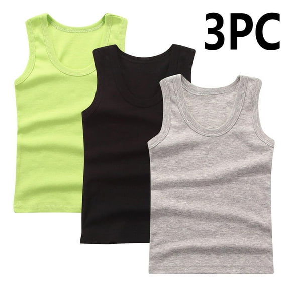 CYRBOKO Girls Tank Tops, Crewneck 3-Pack Cotton Soft Sleeveless Tops Black Size 13-14 T