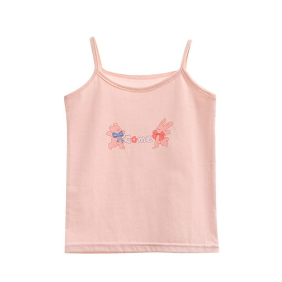CYRBOKO Girls Tank Tops, Sleeveless Cotton Spaghetti Straps Summer Undershirts White Size 7-8 T
