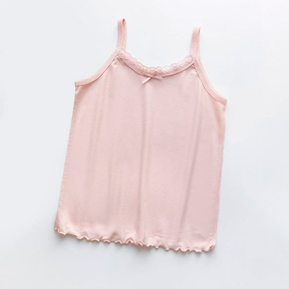 CYRBOKO Girls Tank Tops, Sleeveless Soft Spaghetti Straps Cotton Summer Tops Pink Size 11-12 T