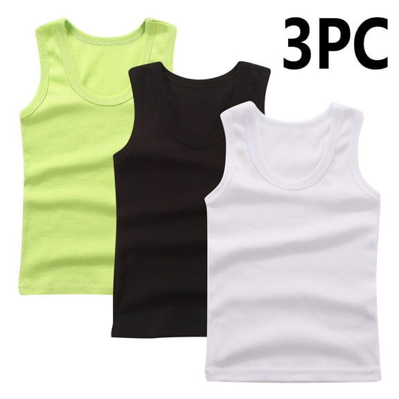 CYRBOKO Girls Tank Tops, Soft 3-Pack Cotton Crewneck Sleeveless Tops Green Size 7-8 T
