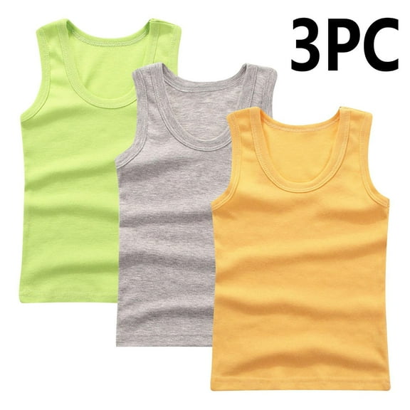 CYRBOKO Girls Tank Tops, Soft Cotton Crewneck 3-Pack Sleeveless Tops Gray Size 7-8 T