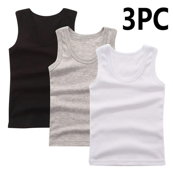 CYRBOKO Girls Tank Tops, Soft Crewneck 3-Pack Cotton Sleeveless Tops White Size 7-8 T