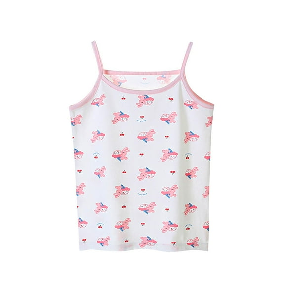CYRBOKO Toddler Girls Tank Tops, Spaghetti Straps Cotton Lightweight Summer Undershirts White Size 4-5 T