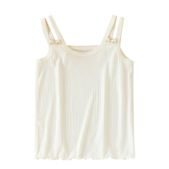 CYRBOKO Girls Tank Tops, Summer Spaghetti Straps Cotton Soft Sleeveless Tops White Size 9-10 T