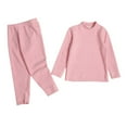 thumbnail image 1 of CYRBOKO Girls Thermal Sets, Cotton Long Sleeve Comfy Elastic Waist Loungewear Sets Pink Size 9-10 T, 1 of 3
