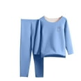 thumbnail image 1 of CYRBOKO Girls Thermal Sets, Elastic Waist Soft Crew Neck Long Sleeve Top and Pants Sets Sky Blue Size 16-18 T, 1 of 5