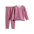 thumbnail image 1 of CYRBOKO Girls Thermal Sets, Lightweight Long Sleeve Cotton Elastic Waist Loungewear Sets Purple Size 14-16 T, 1 of 2