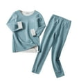thumbnail image 1 of CYRBOKO Girls Thermal Sets, Long Sleeve Cotton Crewneck Elastic Waist Kids Underwear Sets Green Size 13-14 T, 1 of 3