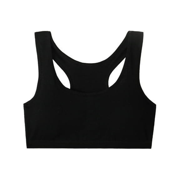 CYRBOKO Girls Training Bars, Breathable Comfortable Soft Lightweight Cotton Teen Girls Bras Black Size 7-11 T
