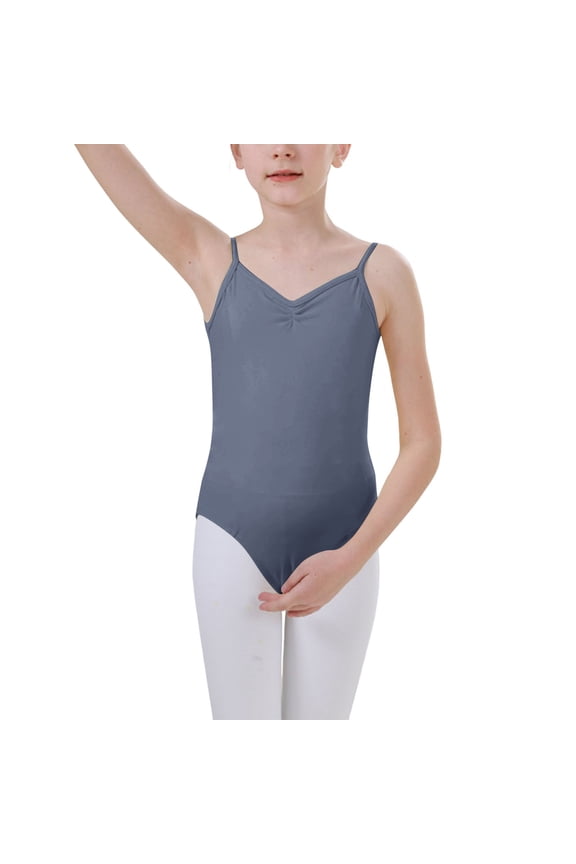 Gymnastics Leotards for Girls, Backless Spaghetti Strap Training Stretchy Ballerina Dancewear Gray Size 13-14 T