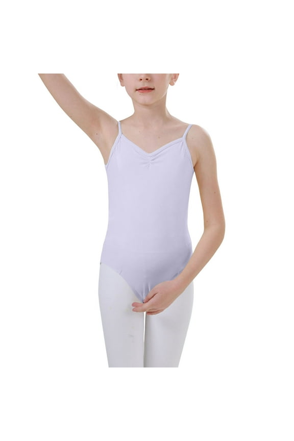 Gymnastics Leotards for Girls, Stretchy Backless Spaghetti Strap Training Ballerina Dancewear Purple Size 14-16 T