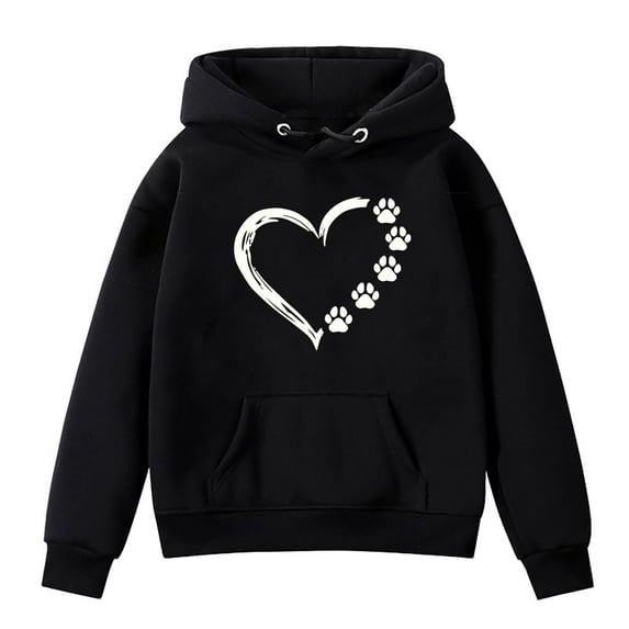 CYRBOKO Hooddies for Girls, Comfy Casual Autumn Lightweight Long Sleeve Tops Black Size 9-10 T