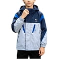 thumbnail image 1 of CYRBOKO Hooded Rain Jackets for Boys, Color Block Lightweight Waterproof Long Sleeve Outerwear with Zipper Pockets Blue Size 5-6 T, 1 of 8
