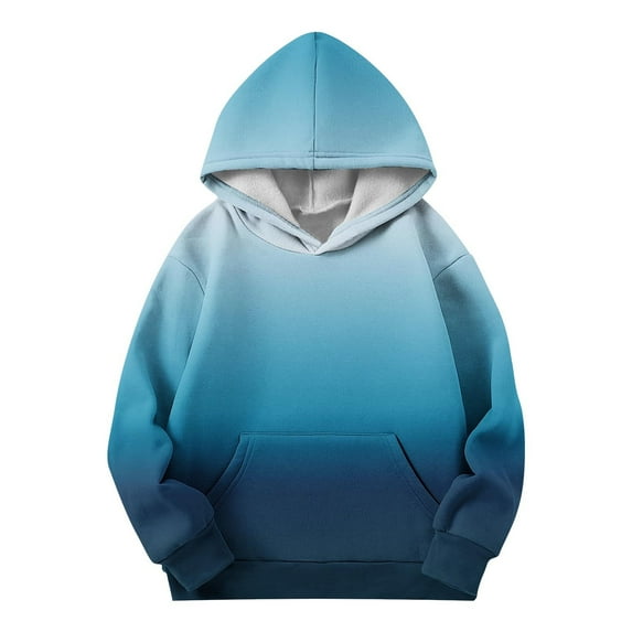 CYRBOKO Hoodies for Girls, Thermal Long Sleeve Casual Fall and Winter Sweatshirts with Pocket Blue Size 7-8 T