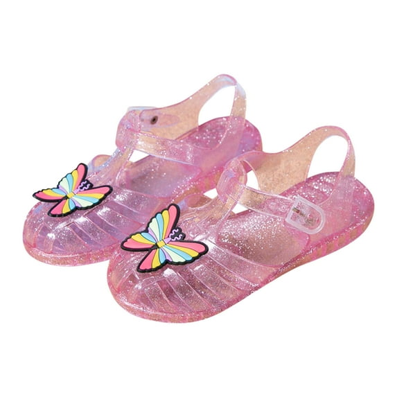 CYRBOKO Jelly Sandals for Toddler Girls, Beach Soft Soled Closed Toe Summer Shoes Pink Size 8(Toddler)