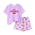 thumbnail image 1 of CYRBOKO Kids Girls Outfit Sets for Girls, Gift Elastic Waist Casual Summer T-shirts and Shorts Two-Piece Sets Purple Size 7-8 T, 1 of 5
