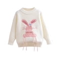 thumbnail image 1 of CYRBOKO Knit Sweaters for Girls, Long Sleeve Holiday Casual Crew Neck Knit Pullover White Size 6 T, 1 of 3