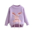 thumbnail image 1 of CYRBOKO Knit Sweaters for Toddler Girls, Casual Holiday Long Sleeve Crew Neck Knit Pullover Purple Size 4-5 T, 1 of 3