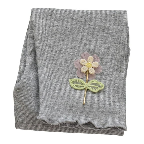 CYRBOKO Leggings for Girls, Stretch Elastic Waist Casual Skinny Capris Gray Size 5-6 T