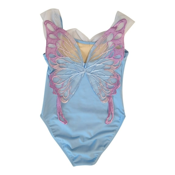 CYRBOKO Leotards for Girls, Performance Backless Sleeveless Lightweight Ballerina Dancewear Blue Size 8 T