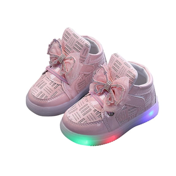 CYRBOKO Light Up Sneakers for Girls, Comfortable Gift Princess Casual Athletic Shoes Pink Size 5-6 T