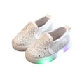 thumbnail image 1 of CYRBOKO Light Up Sneakers for Toddler Girls, Slip On Princess Comfortable Breathable Casual Shoes White Size 3-4 T, 1 of 3