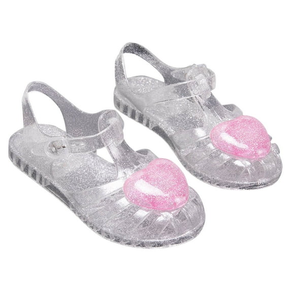 CYRBOKO Little Girls Jelly Sandals, Beach Beach Soft Soled Closed Toe Summer Shoes Clear Size 12.5(Little Kids)