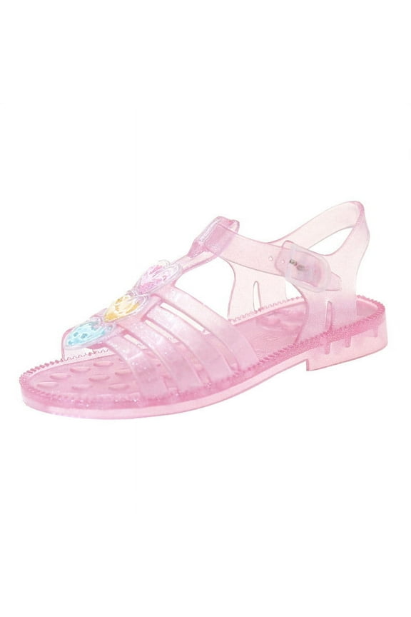 Little Girls Jelly Sandals, Breathable Open Toe Beach Soft Soled Summer Shoes Pink Size 11(Little Kids)